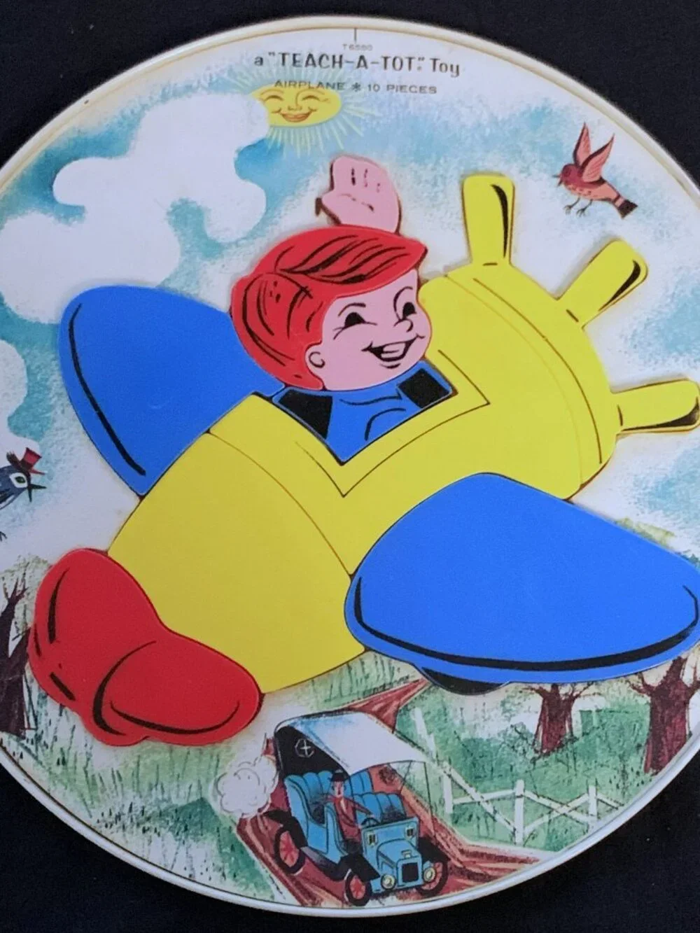 2 Vtg 1950s-60s Child's Puzzles Playskool Elephant / Magnetic Teach-Tot Airplane
